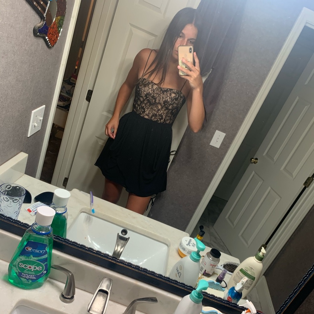 Macy’s Aqua Dresses Black dress with lace